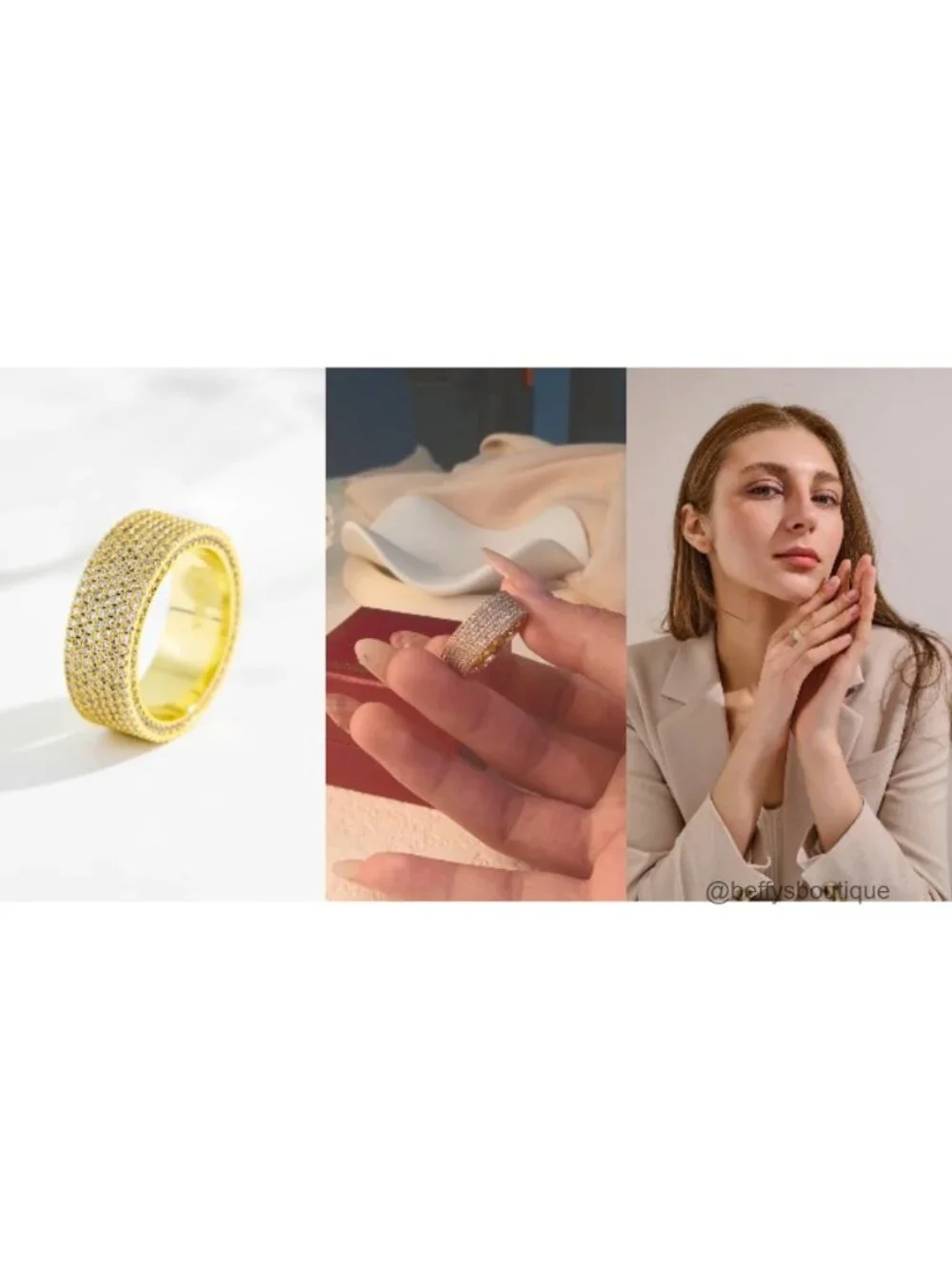 925 Sterling Silver 14k Gold Plated Eternity Band Ring CZ - Size 7